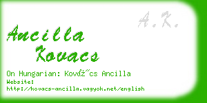 ancilla kovacs business card